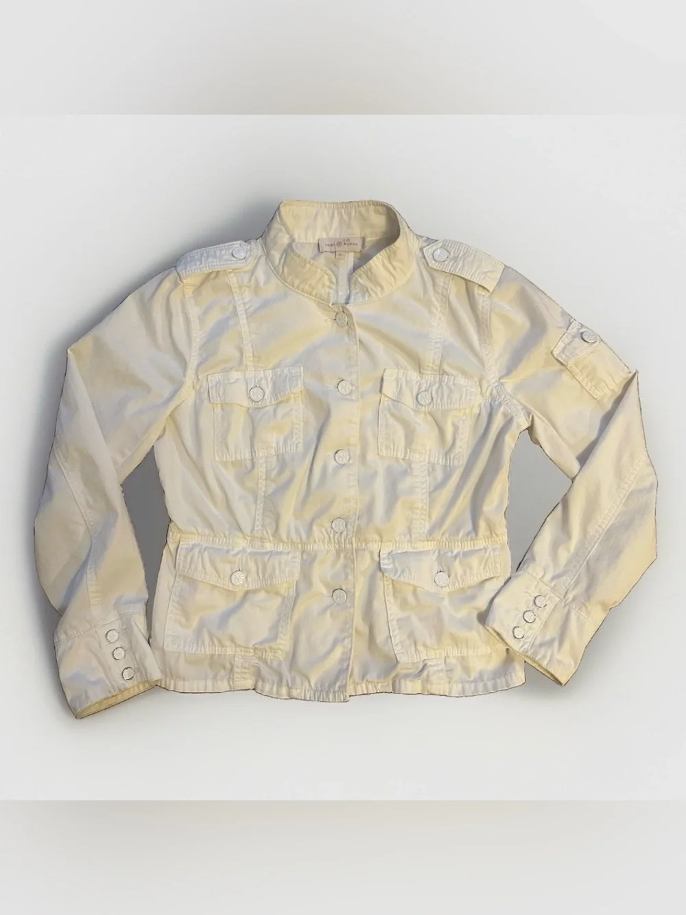 TORY BURCH Women's Sgt. Pepper Jacket Chalk (Ivory) Denim Coat Button Sz M $295